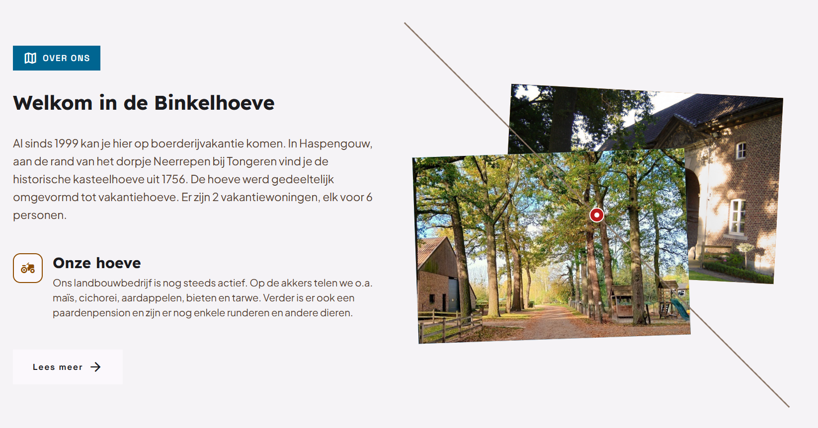 Foto van de over ons sectie van de Binkelhoeve